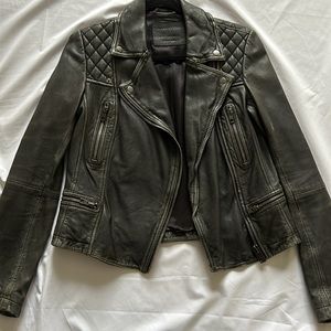 All Saints Cargo Distressed Leather Jacket